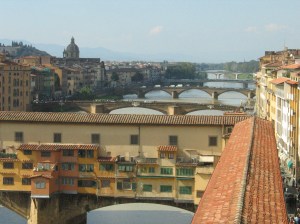 Florence's bridges, with the Ponte Vecchio in the foreground