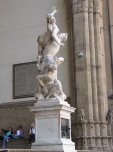 If you can't see David, see the "Fake David" or (here) Giovanni Bologna's Rape of the Sabine Women in the Piazza della Signoria, Florence