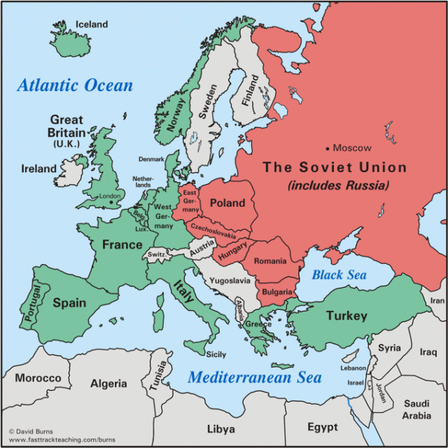 Map of Europe after World War II