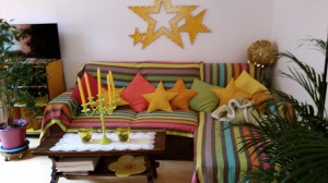 The living room reflects Sophie's whimsical taste